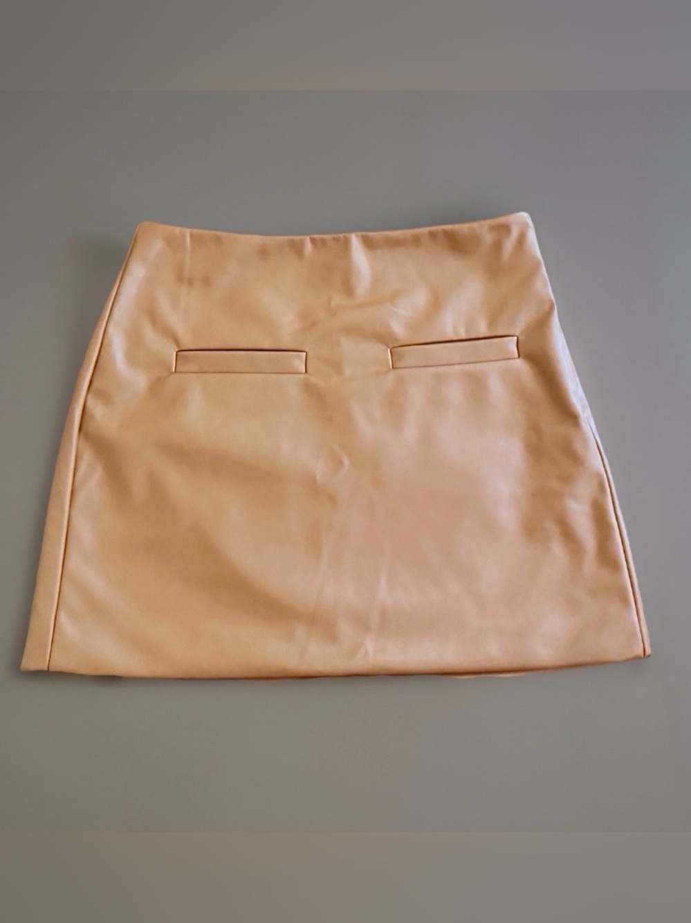 A New Day Faux Leather Mini Skirt Tan Cognac Vegan Leather Size 2